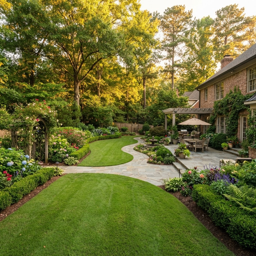Beautifully landscaped Atlanta yard